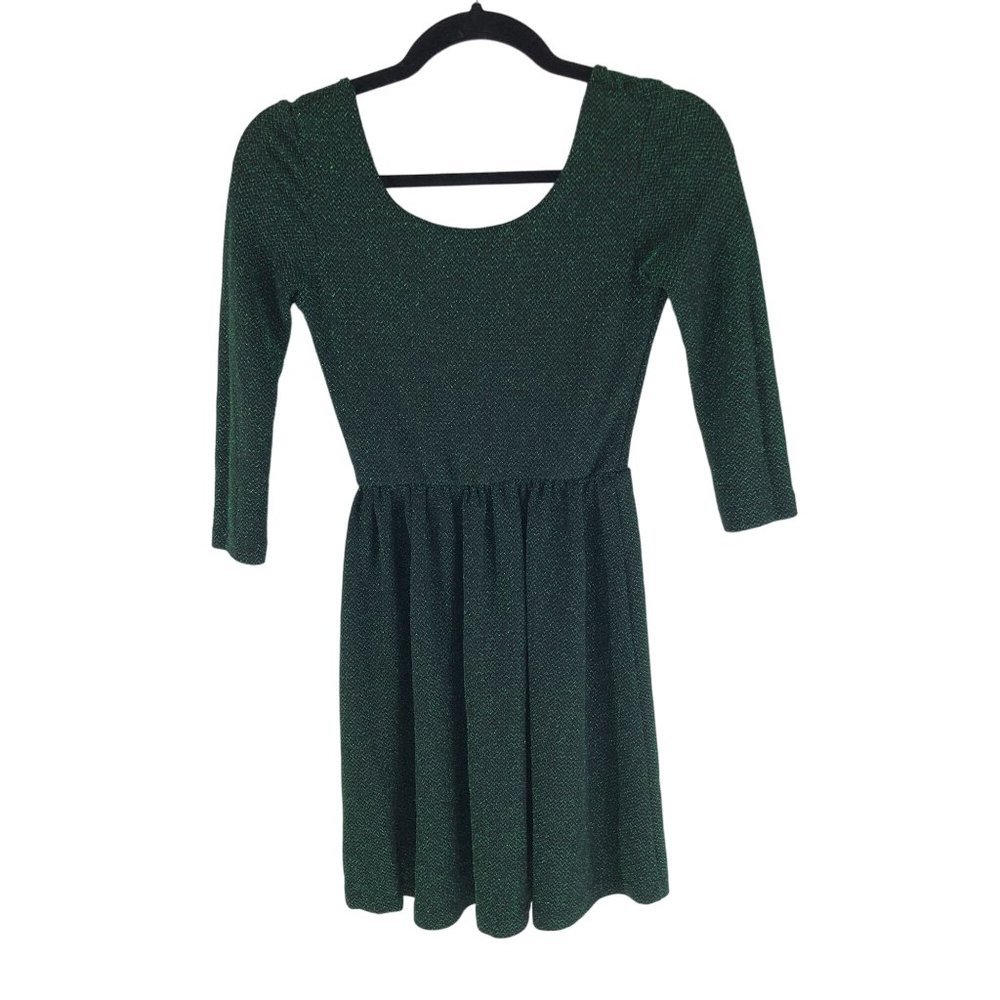 Alice Moon by Mooncollection Dress A Line Mini Low Back Metallic Green Black S